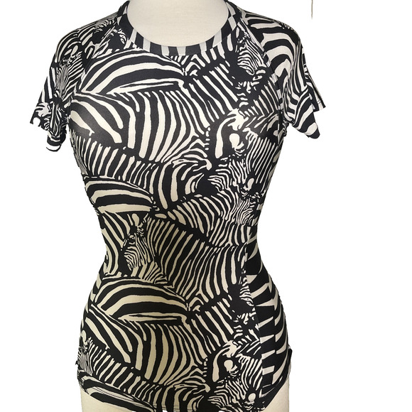 Designer Trina Turk Zebra Print Shirt Top Size Small - Picture 1 of 4